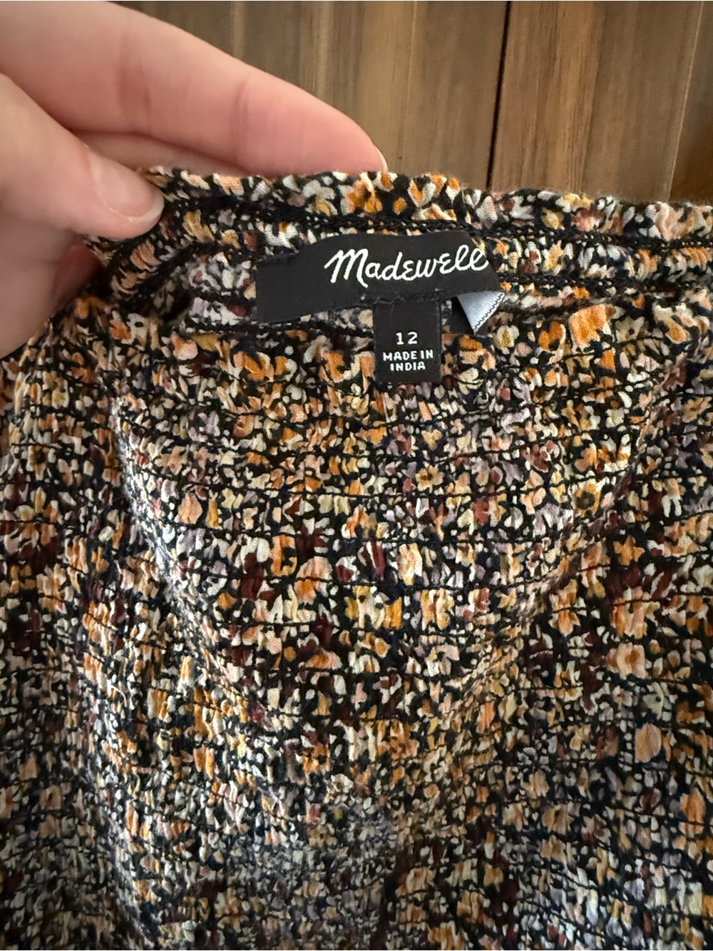 Madewell Brown Floral Smocked Square-Neck Peasant Blouse - Picture 3 of 4
